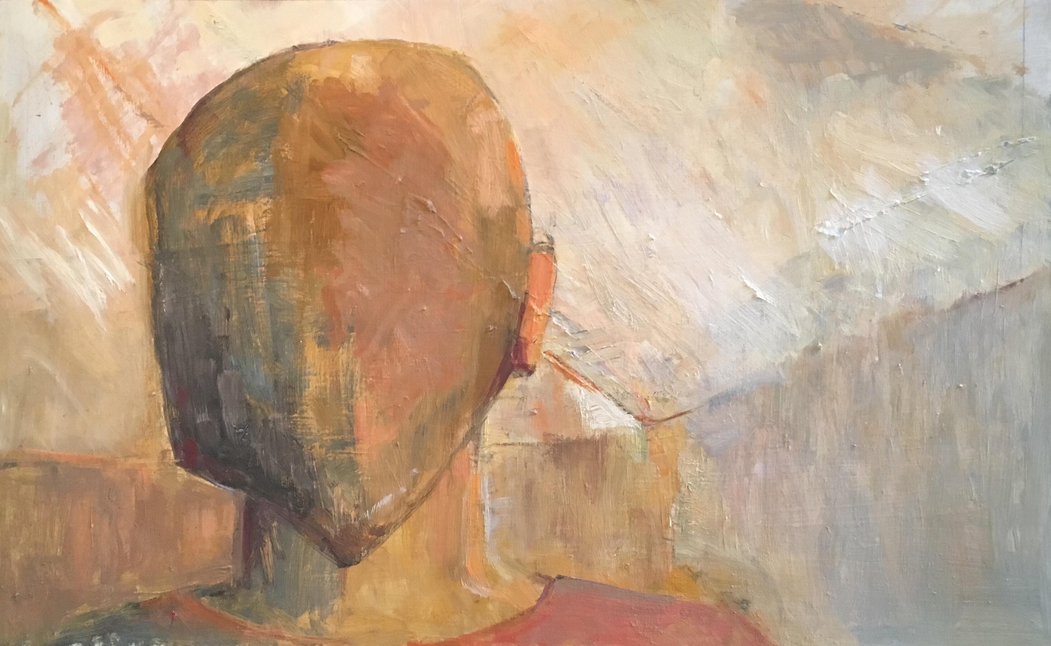 Mysterious Identity Abstract Portrait, Muted Colours, Original Oil Painting