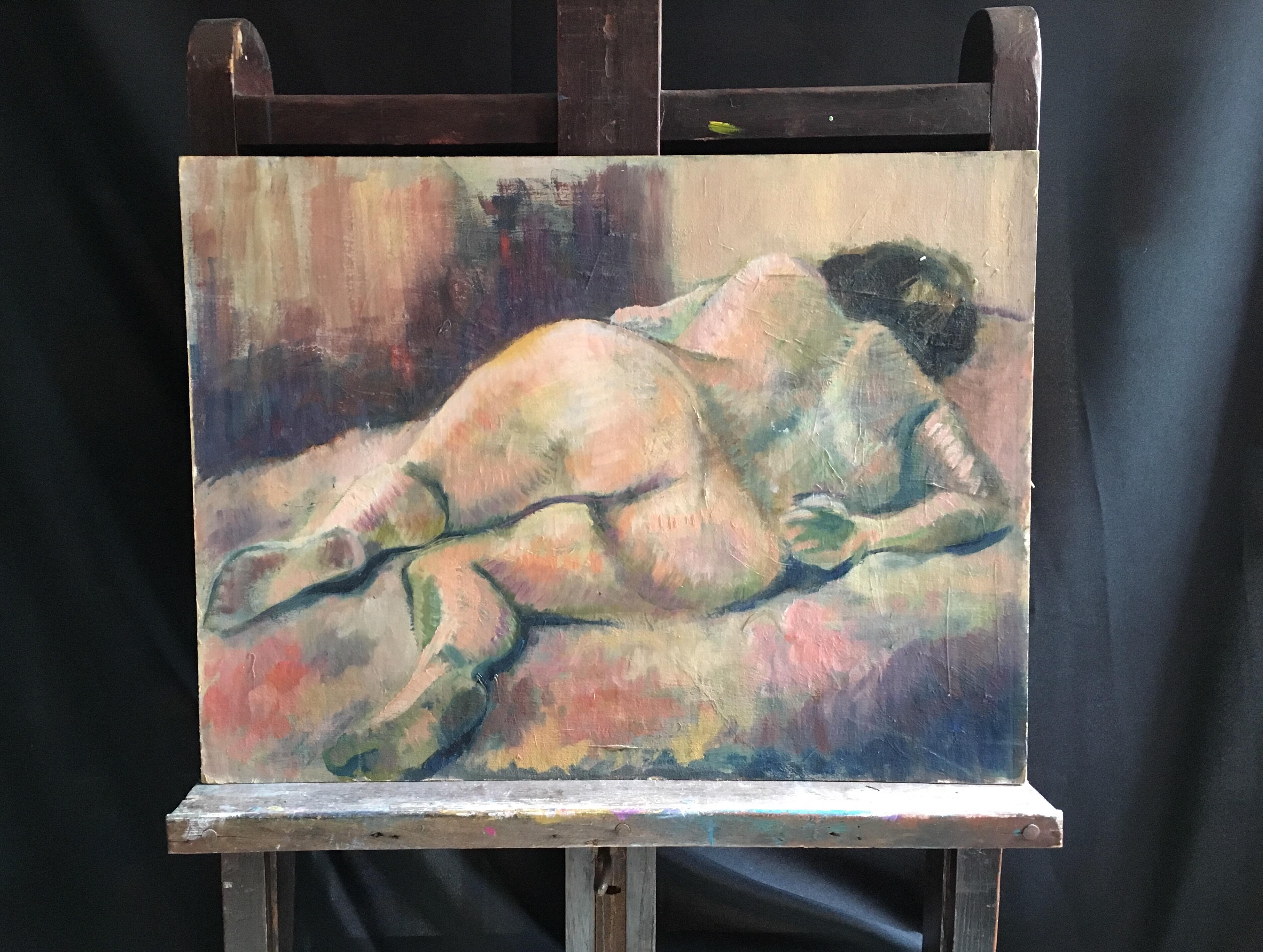 Femme nue abstraite Peinture à l'huile Milieu du 20ème siècle Artiste britannique moderne - Painting de Beryl Darton
