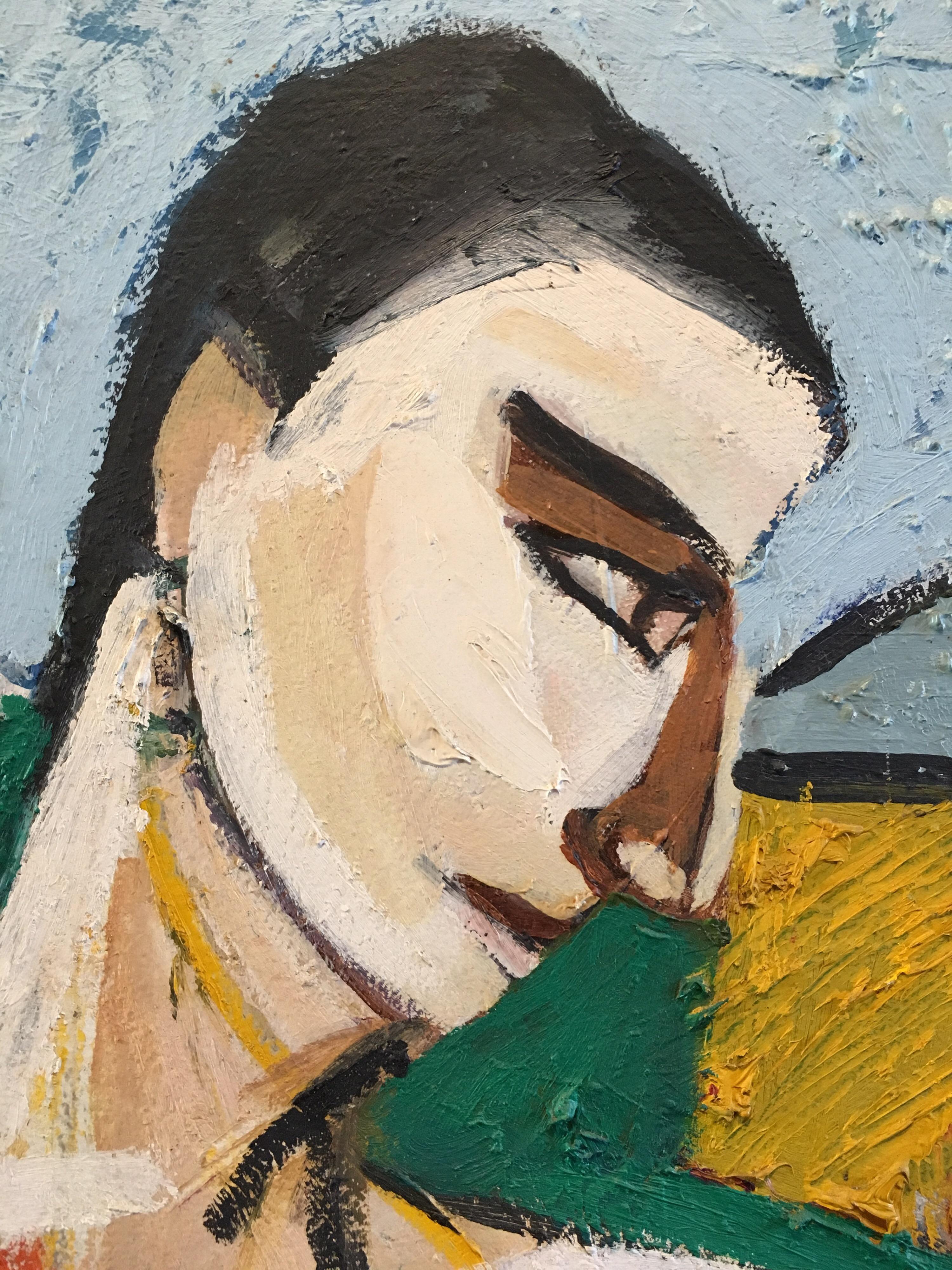 Huge Colourful Abstract of the Roman Empire, Cubist Original Oil Painting - Brown Portrait Painting by Unknown