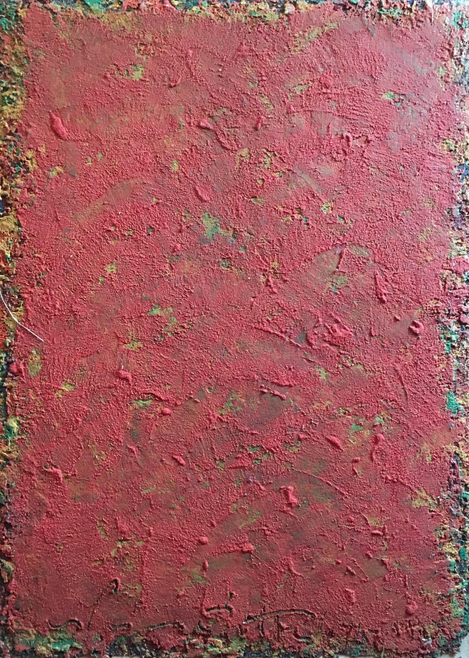 Unknown Abstract Painting - Large Red Block Abstract, Mixed Medium, Original Painting