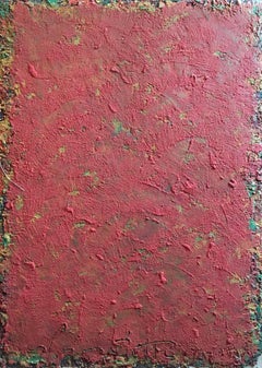 Vintage Large Red Block Abstract, Mixed Medium, Original Painting