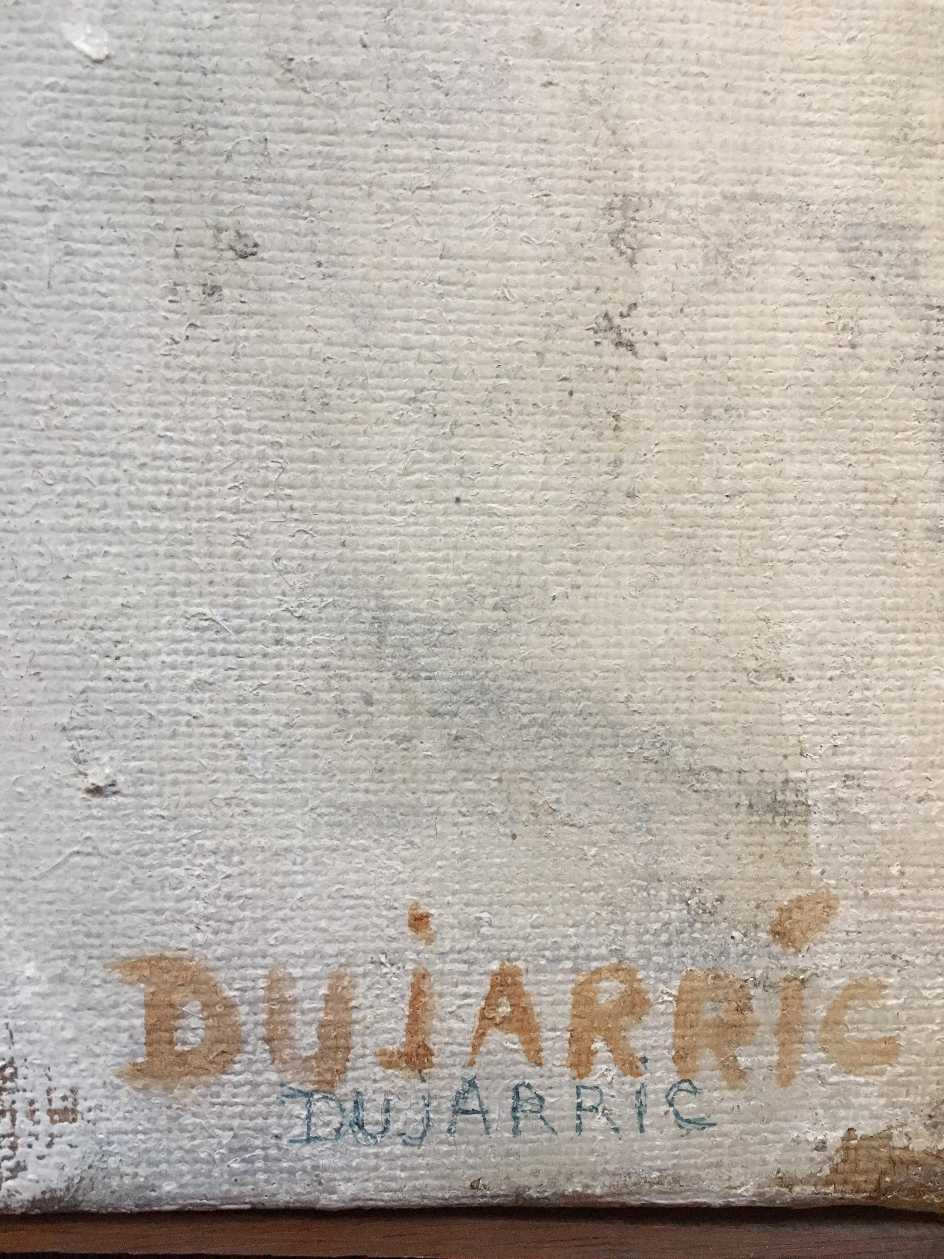Angoscia' Enorme francese del XX secolo. Ritratto modernista Pittura ad olio originale firmata - Portrait Painting Nero di Élisabeth Dujarric de La Rivière