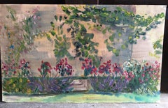 Giardino colorato di primavera, pittura a olio originale francese