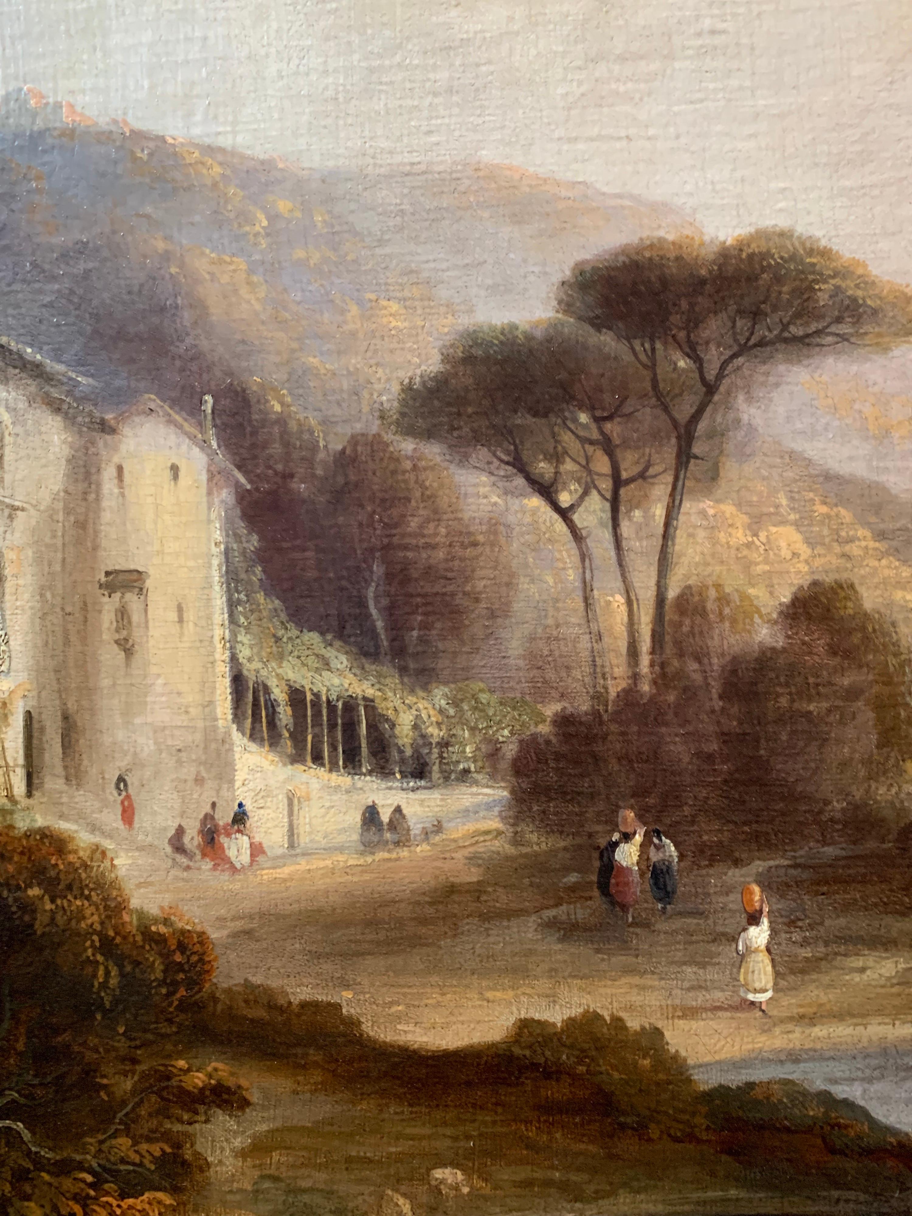Very Large Italianate Classical Landscape, 19th century oil painting on canvas 2