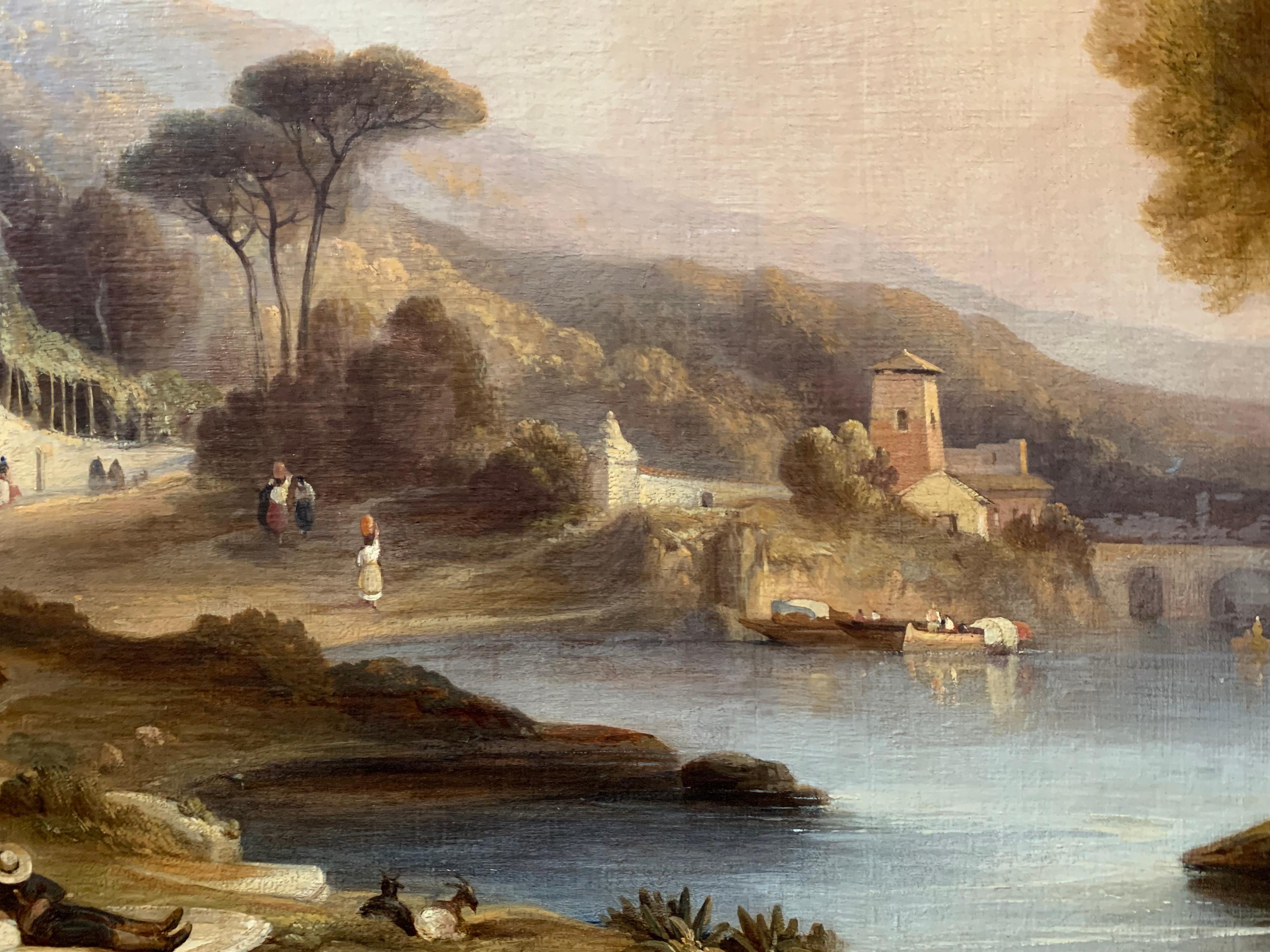 Very Large Italianate Classical Landscape, 19th century oil painting on canvas 3