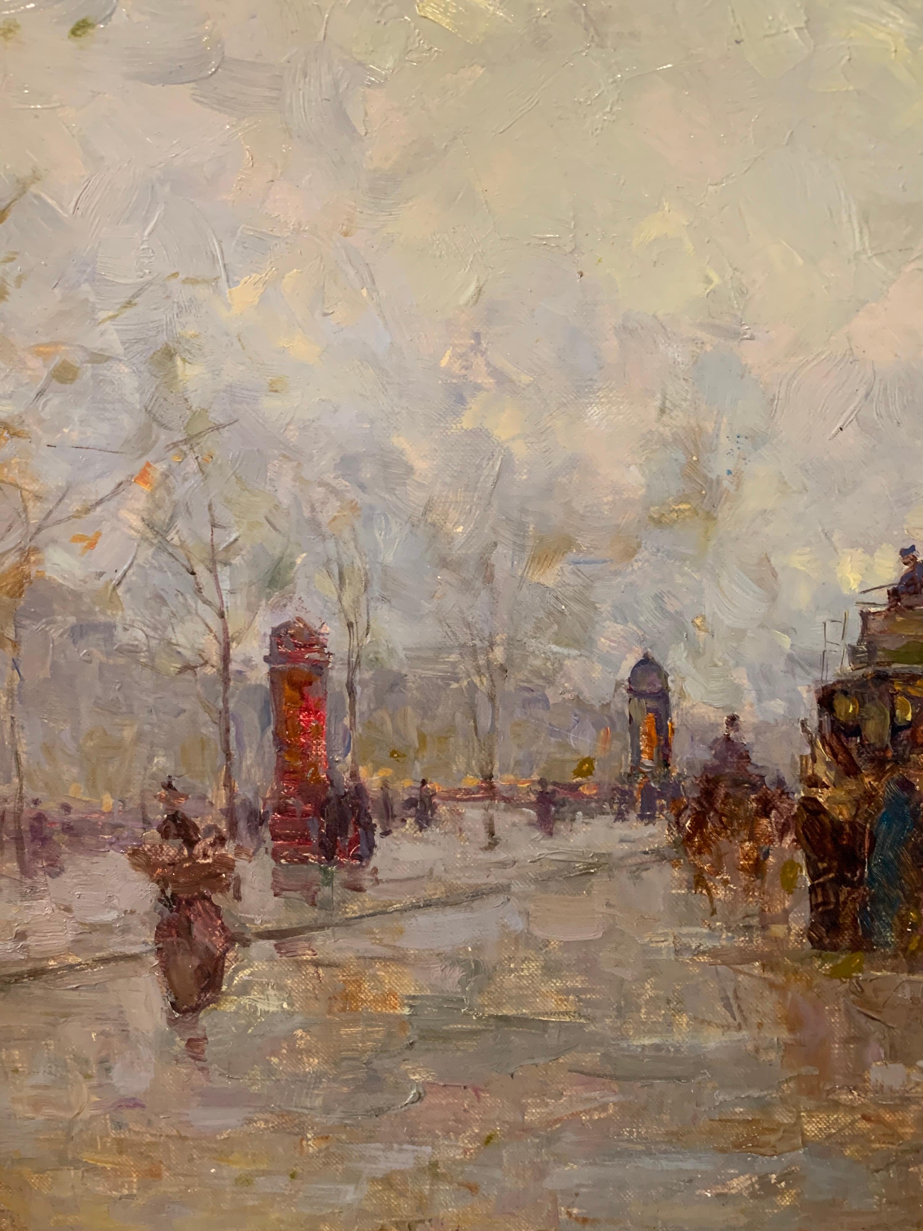 Arc de Triomphe Paris Signed French Impressionist Oil Painting on Canvas 4