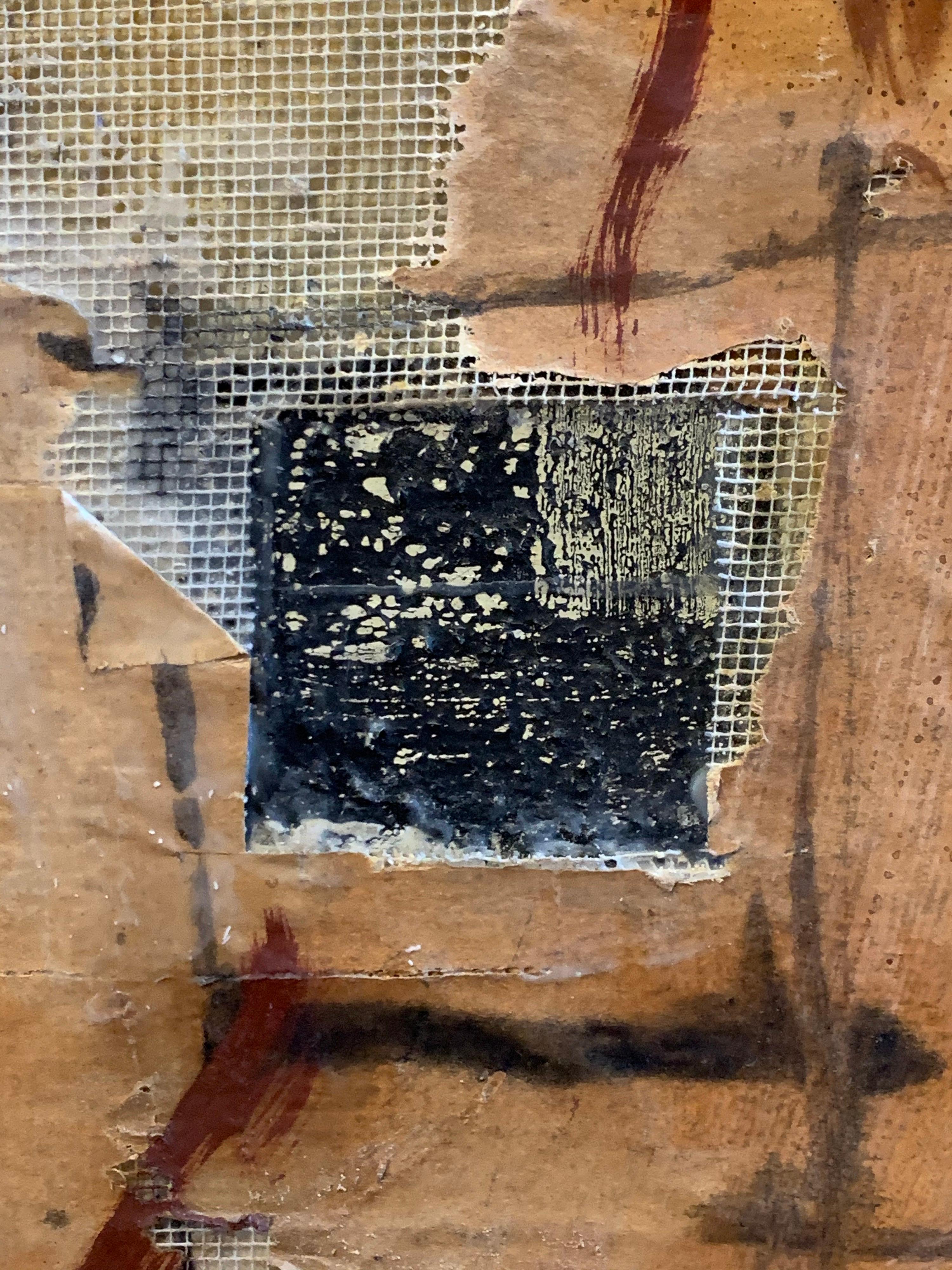 Enorme dipinto astratto contemporaneo francese con collage datato 1994, firmato in vendita 1