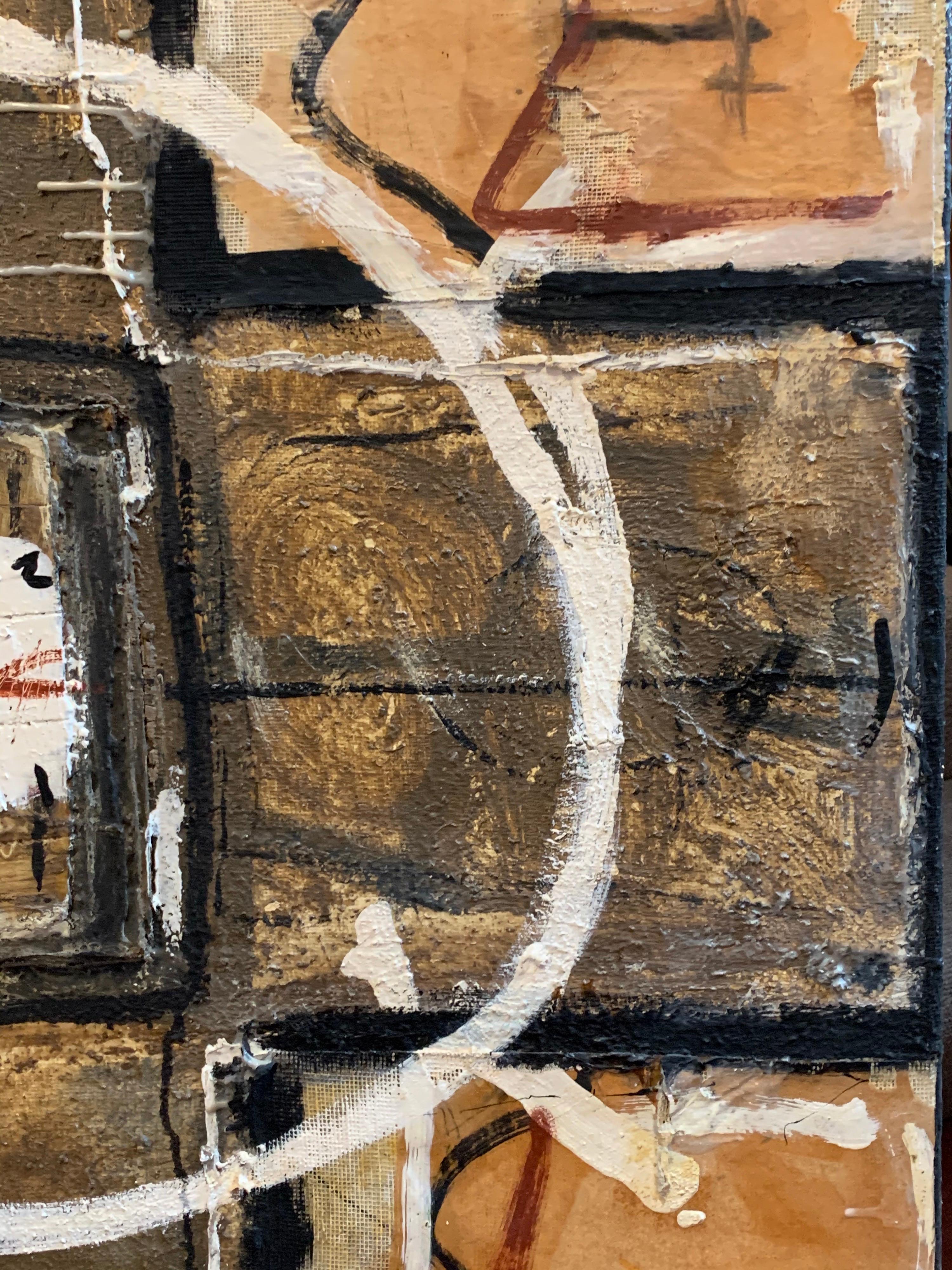 Enorme dipinto astratto contemporaneo francese con collage datato 1994, firmato in vendita 5