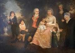 Georgian English Family Portrait Large 18th century oil painting on canvas