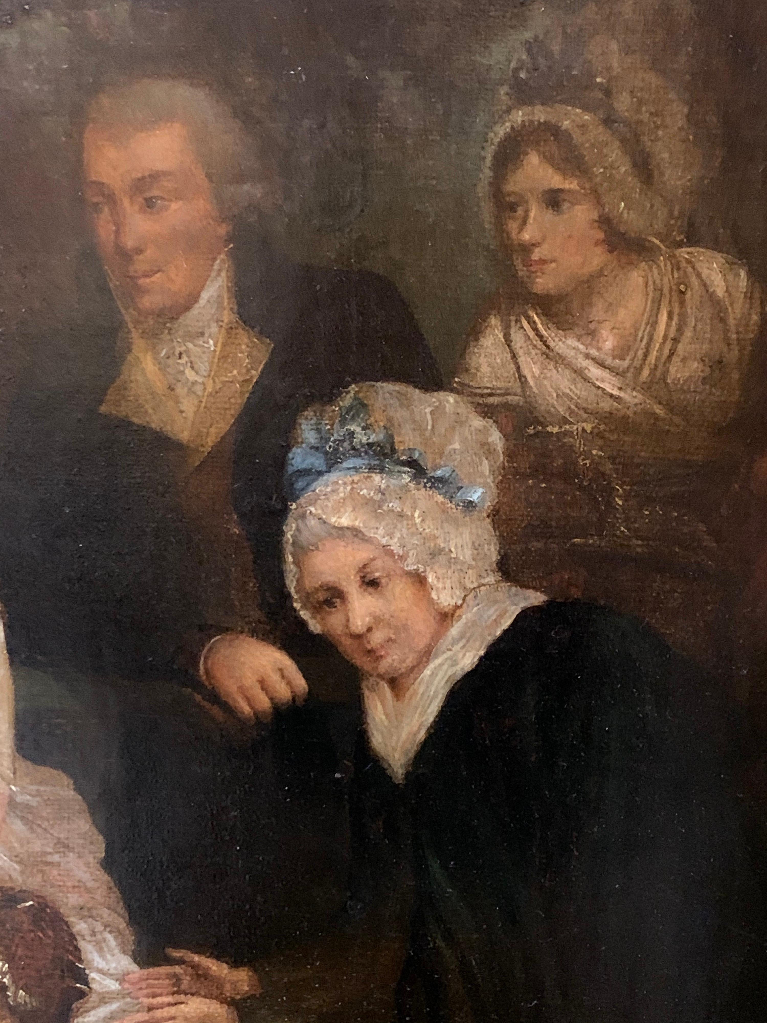 Georgian English Family Portrait Large 18th century oil painting on canvas 2