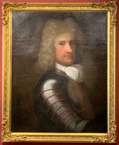 17th Century German Nobleman in Suit of Armour Large Oil Painting on Canvas