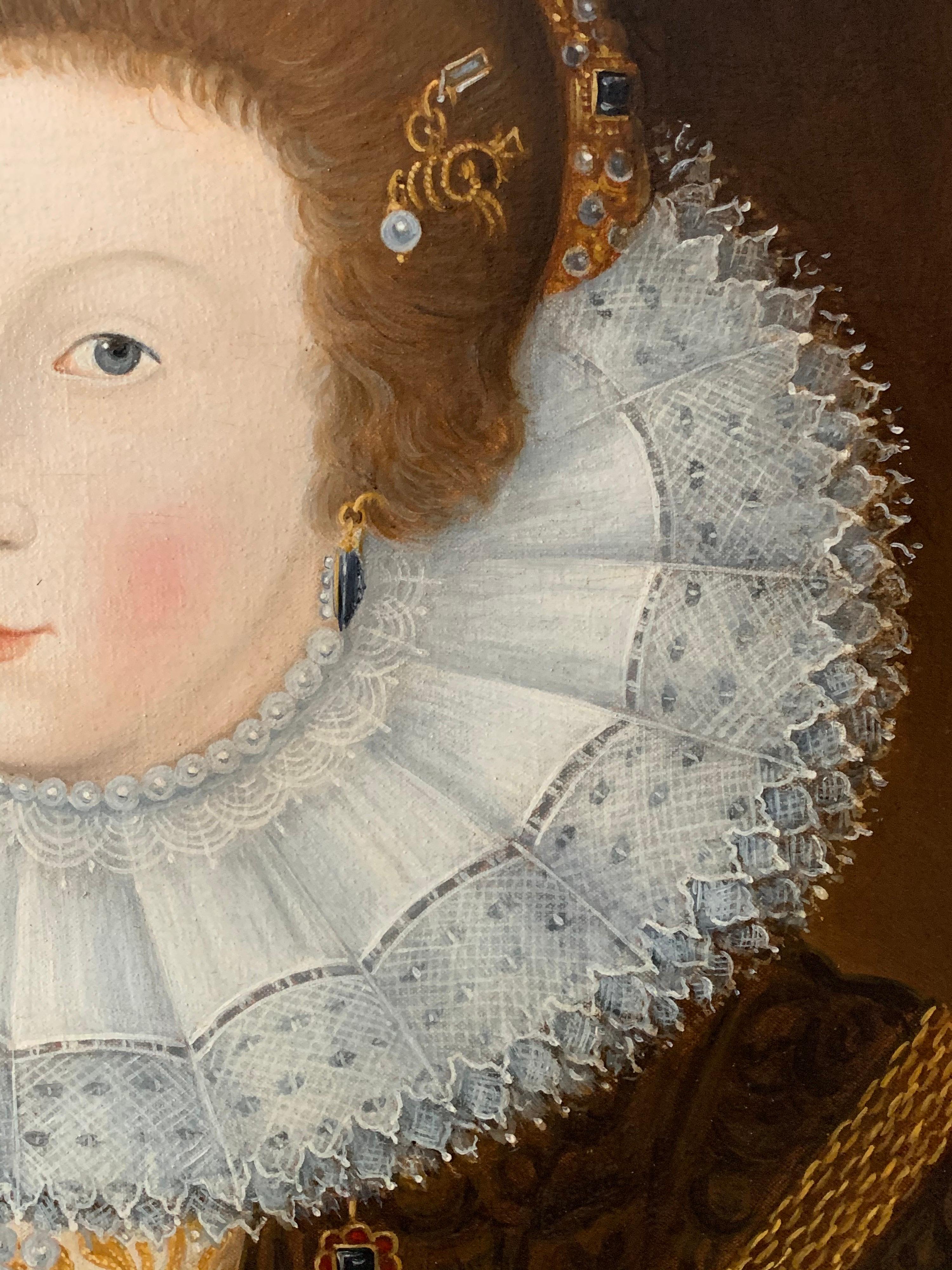 Elizabethan Portrait of Noble Lady Large Framed English Portrait Oil Painting 4