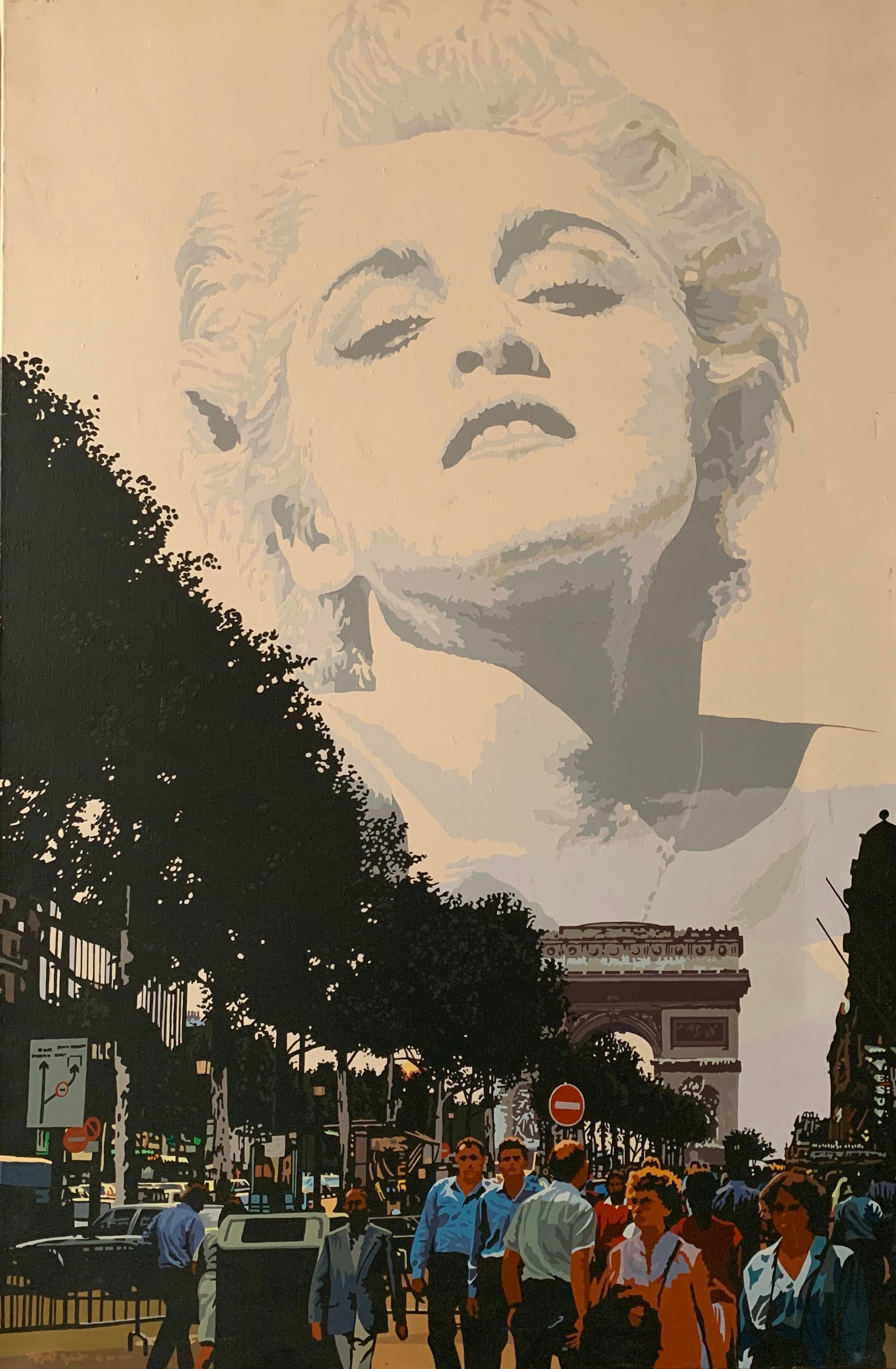 Robert Pamart Figurative Painting - The Champs Elysees Paris Pop Art large painting on canvas
