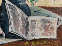 Vintage French Signed Oil Thick Impasto Paint Still Life Flowers