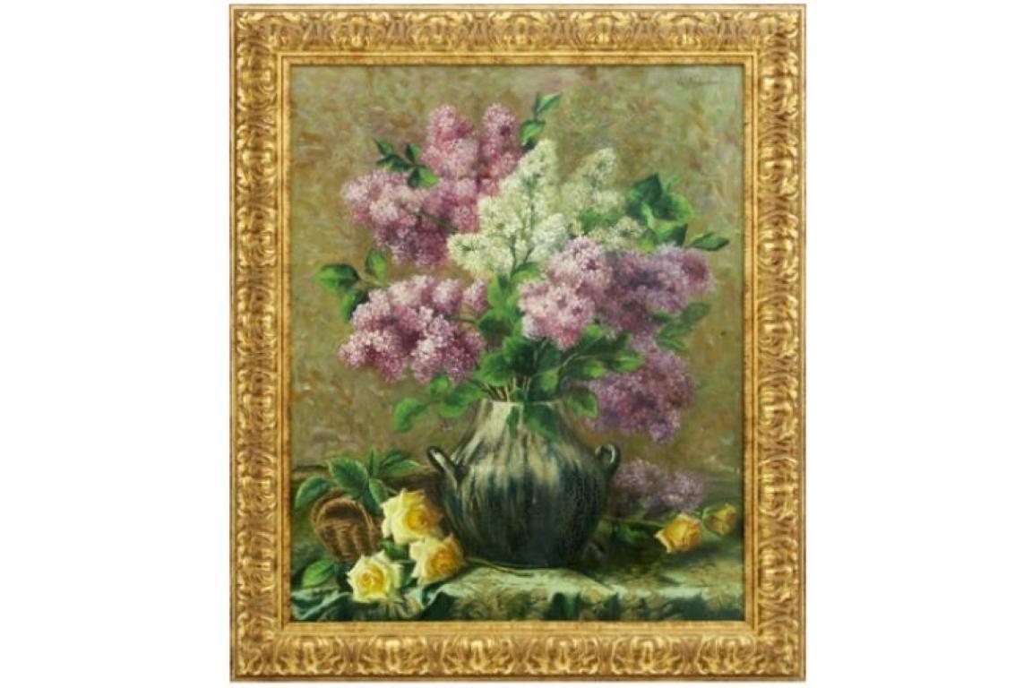 Eugene Van Mierlo (1880-1972)  Still-Life Painting - Vase de Fleurs Large 1920's Belgian Impressionist Flower Painting oil on canvas