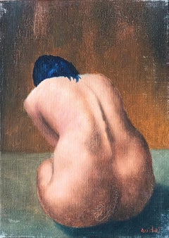 Mid 20th Century French Impasto Oil Painting on Canvas Nude Model