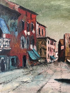 Venice Back Streets Mid 20th Century French Impasto Oil Painting on Canvas