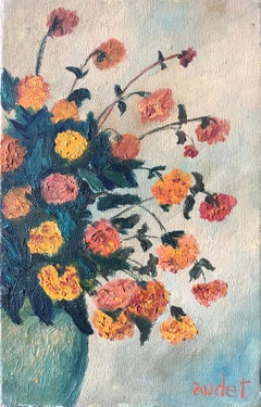 Mid 20th Century French Impasto Oil Painting on Canvas Still Life 