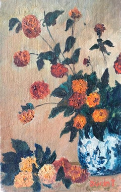 Französisches Impasto-Ölgemälde auf Leinwand, Stillleben, Mitte des 20. Jahrhunderts