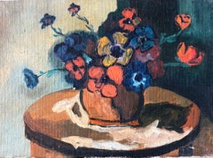 Mid 20th Century French Impasto Oil Painting on Canvas Still Life of Flowers