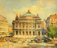 The Paris Opera House Mid 20th Century French Impressionist signed oil painting
