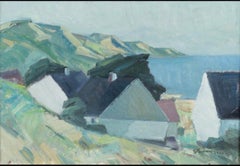 Mid 20th century Swedish oil painting Summer Coastal View