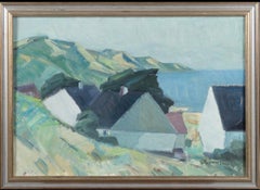 Mid 20th century Swedish oil painting Summer Coastal View