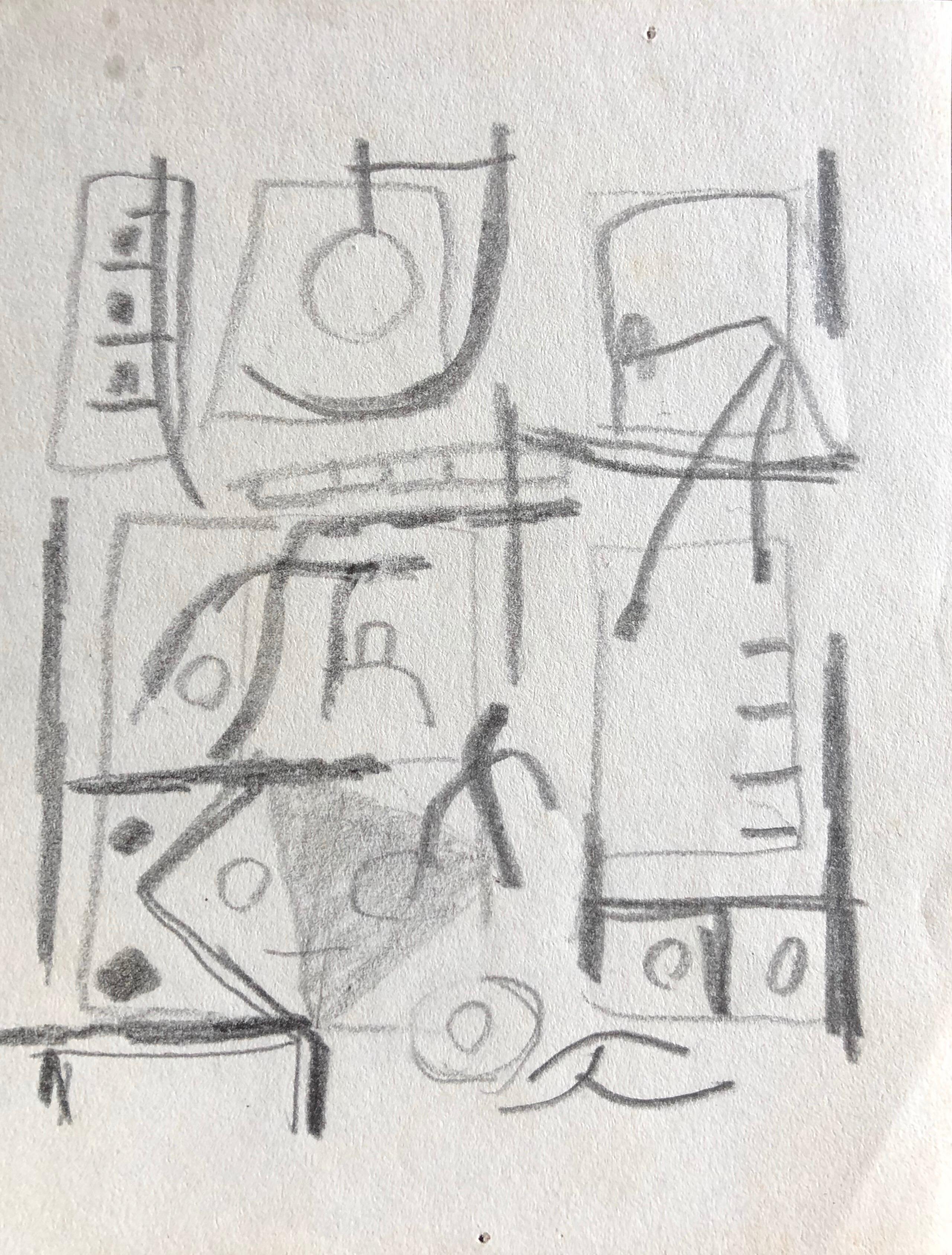 Carlos Carnero Abstract Painting - CARLOS CARNERO (1922-1980) ORIGINAL DRAWING BY FERNAND LEGER STUDIO WORKER