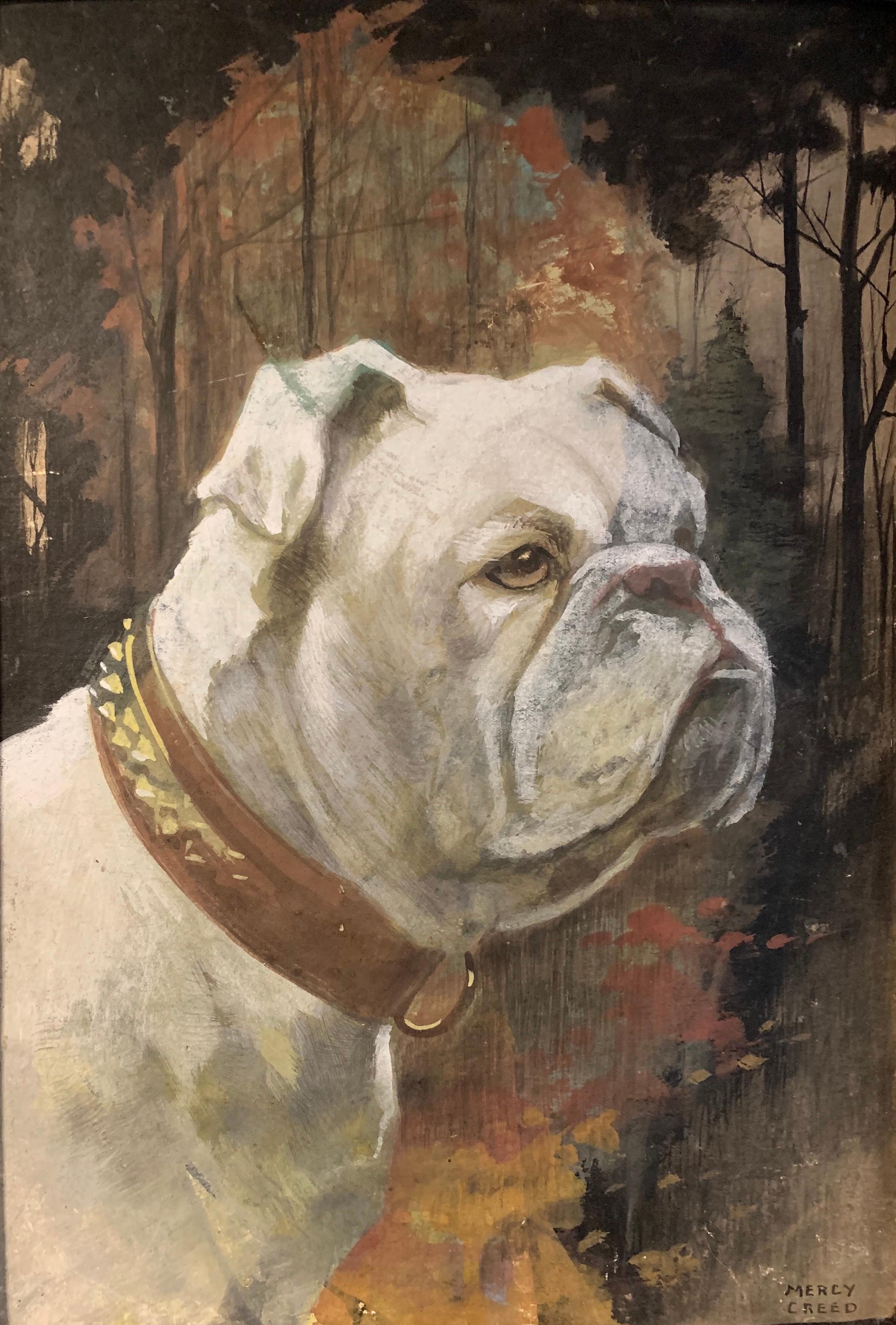 Mercy Creed Animal Painting - British Bulldog Vintage Painting c.1920's by popular English animal artist