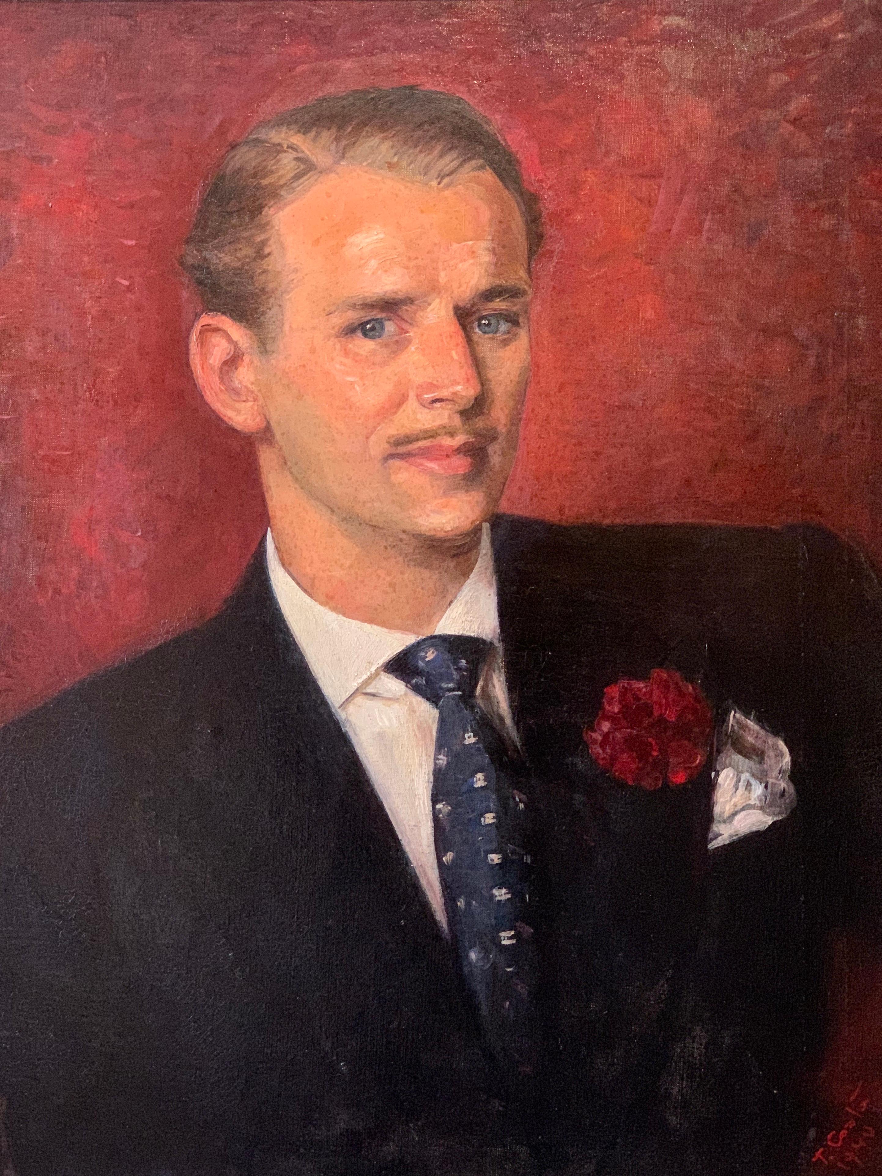 Douglas Fairbanks Jnr. Period 1940's Original Portrait of Fairbanks - Provenance - Painting by Tino Costa