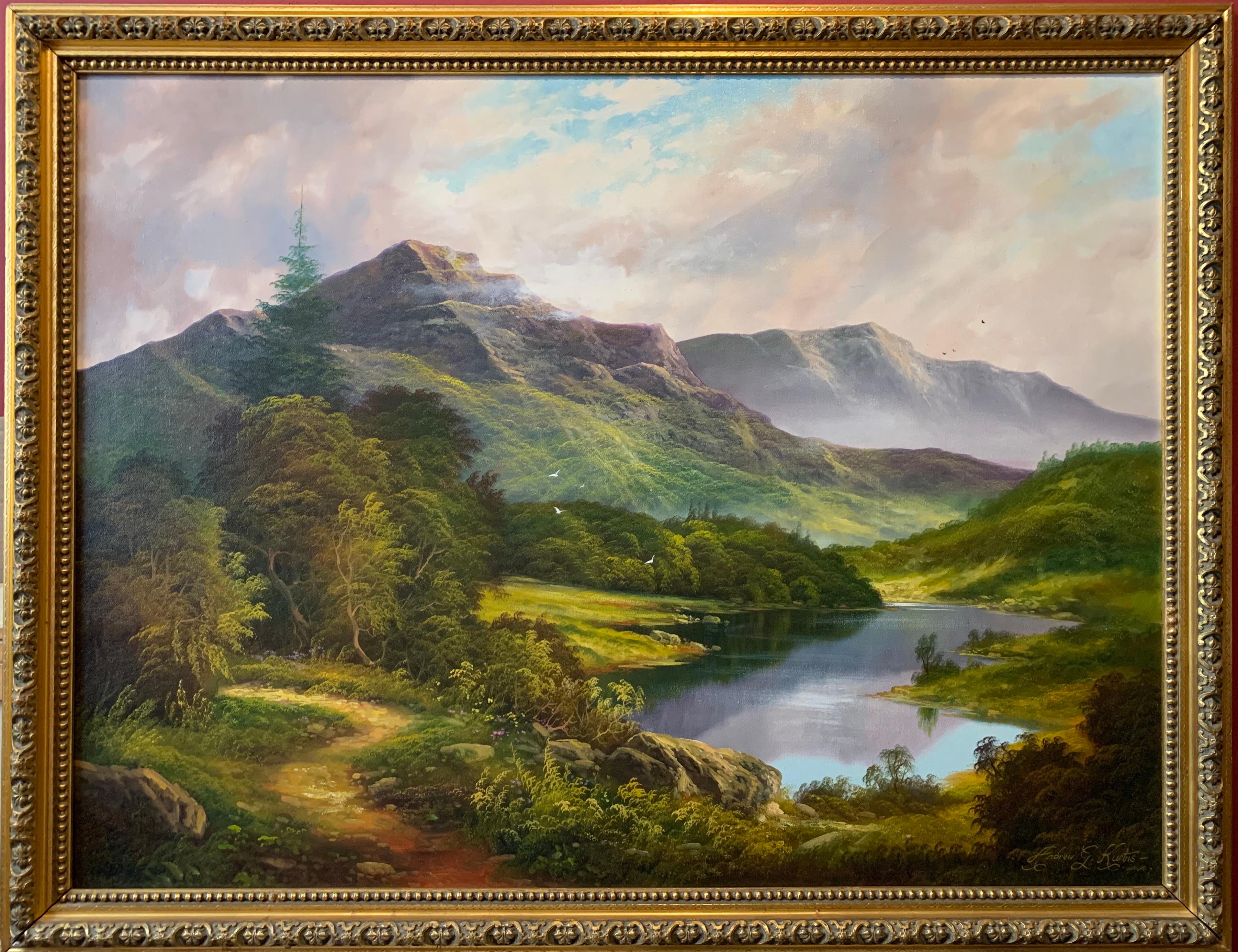 A. Grant Kurtis Landscape Painting - The Lake District Fine Traditional English Landscape Huge Oil Painting