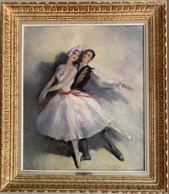 VINTAGE FRENCH OIL PAINTING - BALLET DE L'OPERA - BEAUTIFUL DANCERS - SIGNED