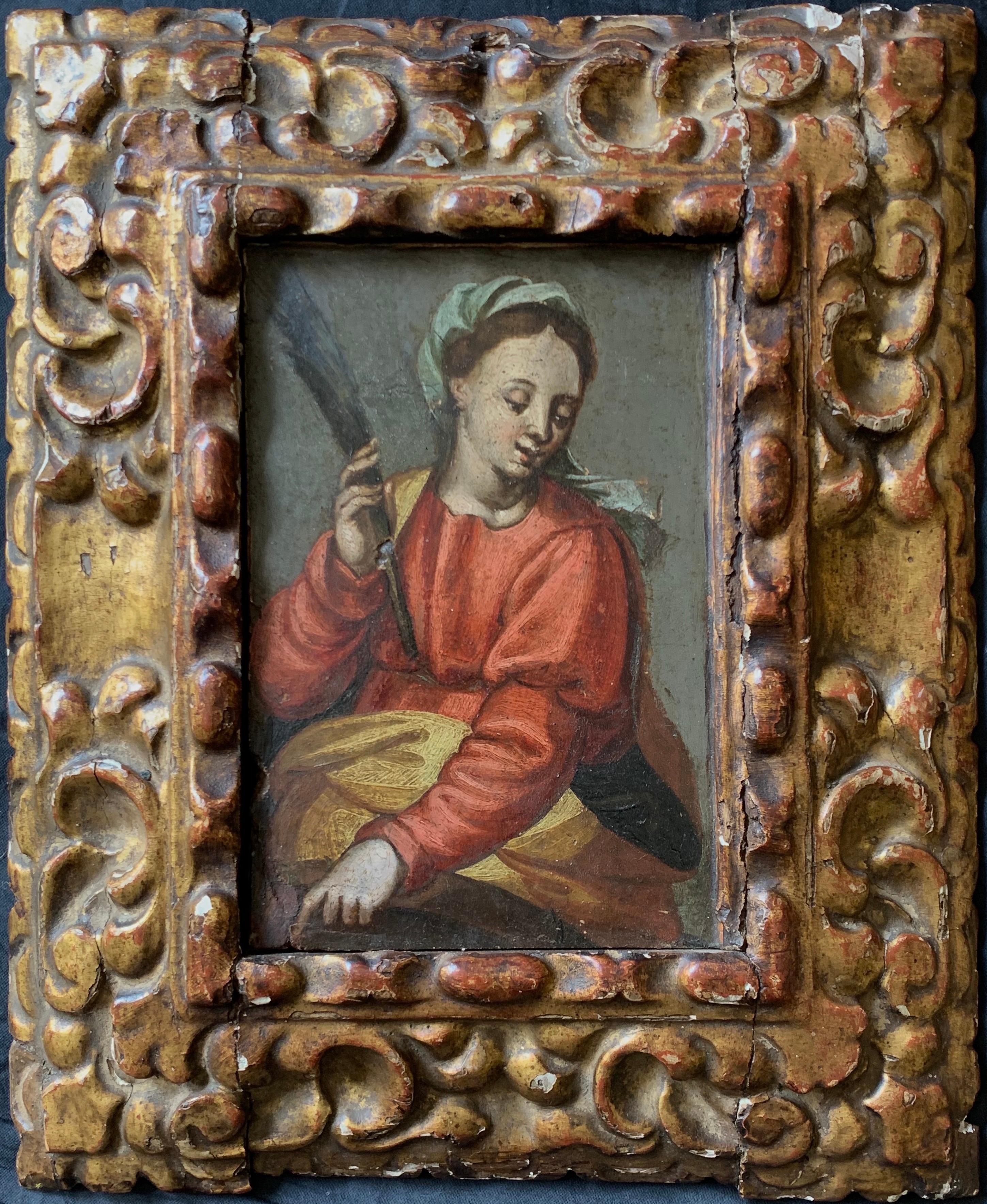 Unknown Figurative Painting - 16/17th Century Italian Old Master Oil Painting on Panel The Virgin Mary