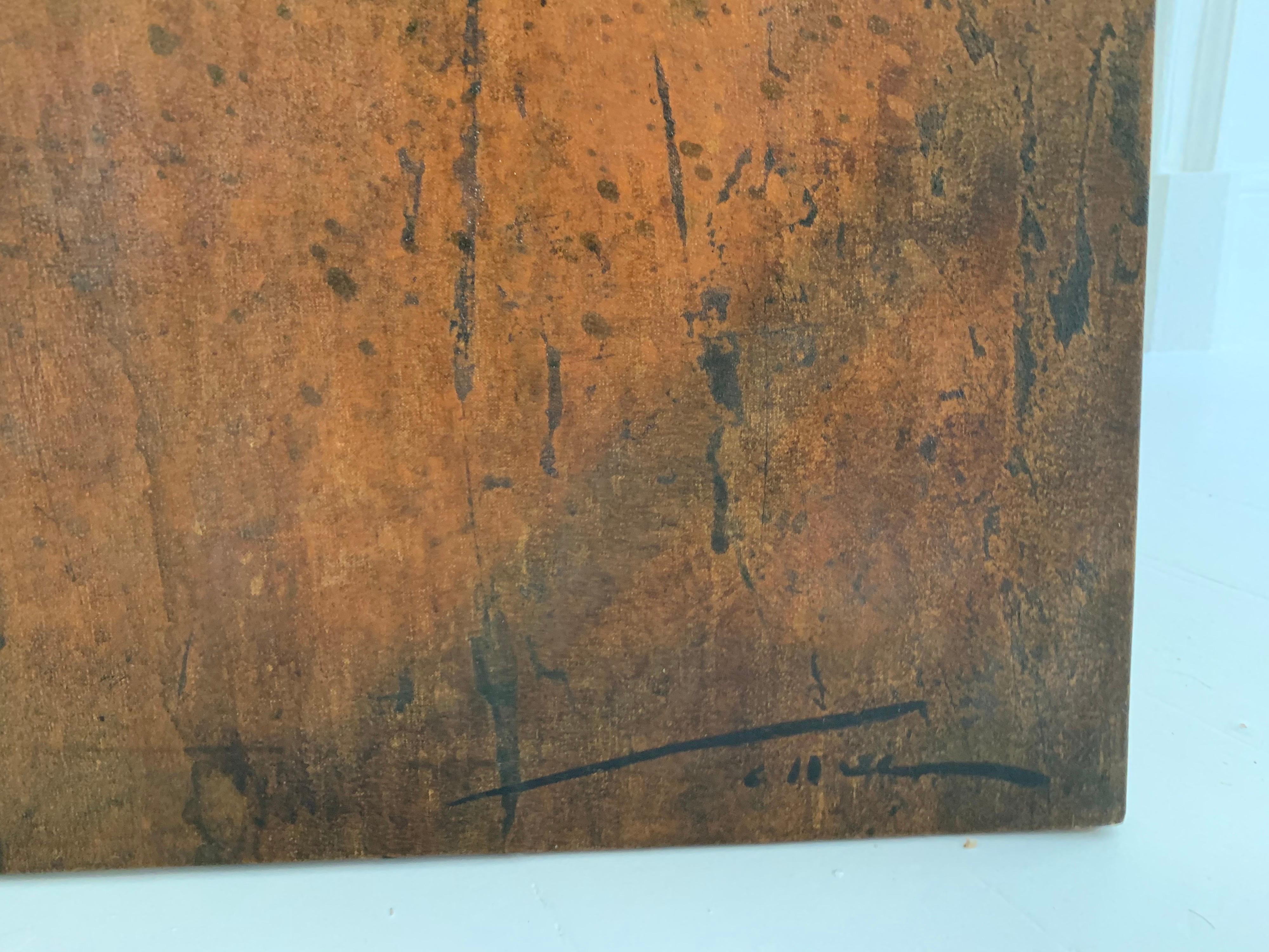Großes französisches modernistisches Porträt einer kubistischen Figur, Ölgemälde auf Leinwand im Angebot 1