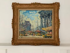 Paris Flower Market Place de la Madeleine, French Impressionist Oil Painting