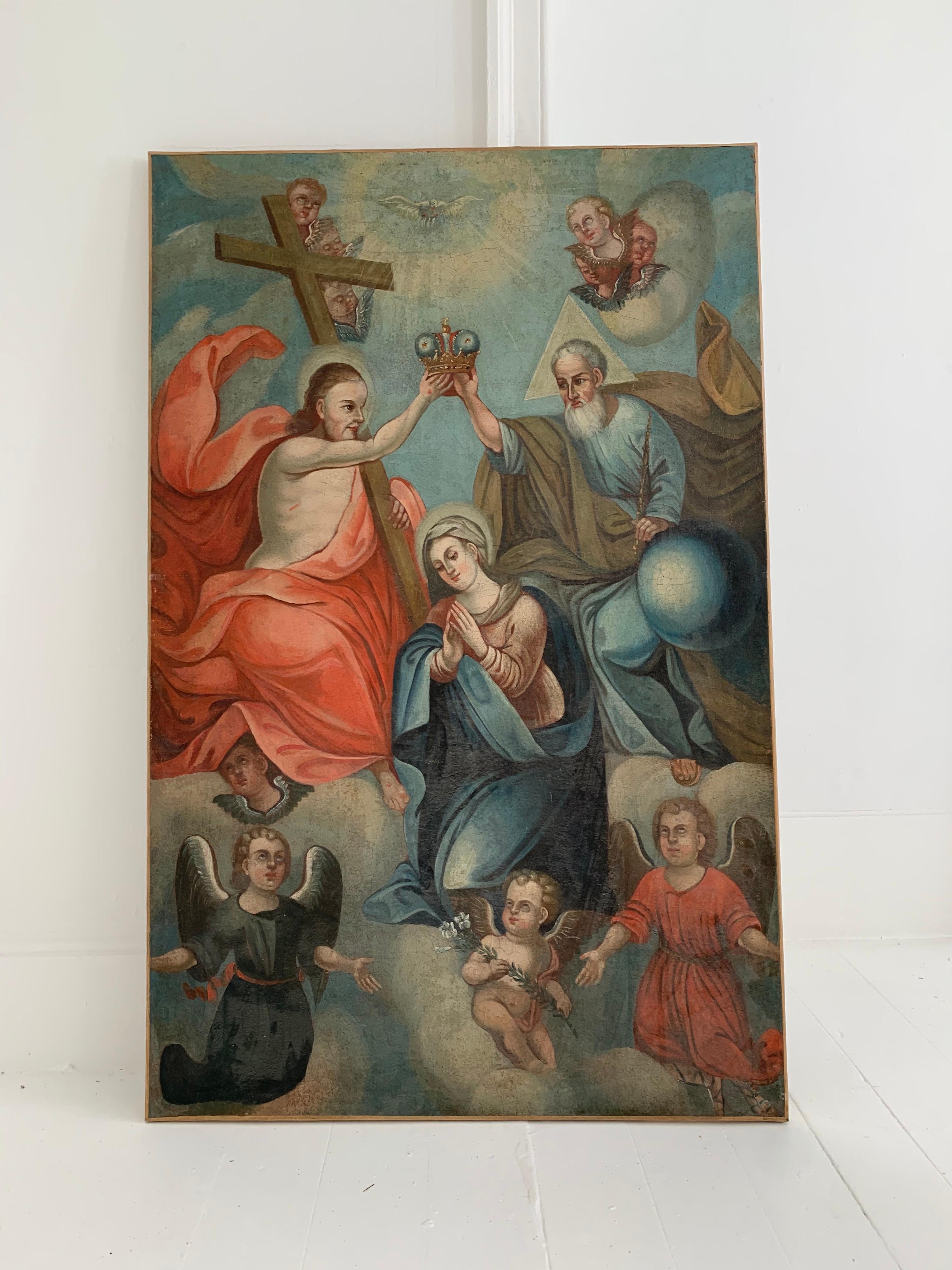 ENORMOUS 18th CENTURY SPANISH OLD MASTER OIL PAINTING - ASSUMPTION OF THE VIRGIN - Painting by Spanish Old Master