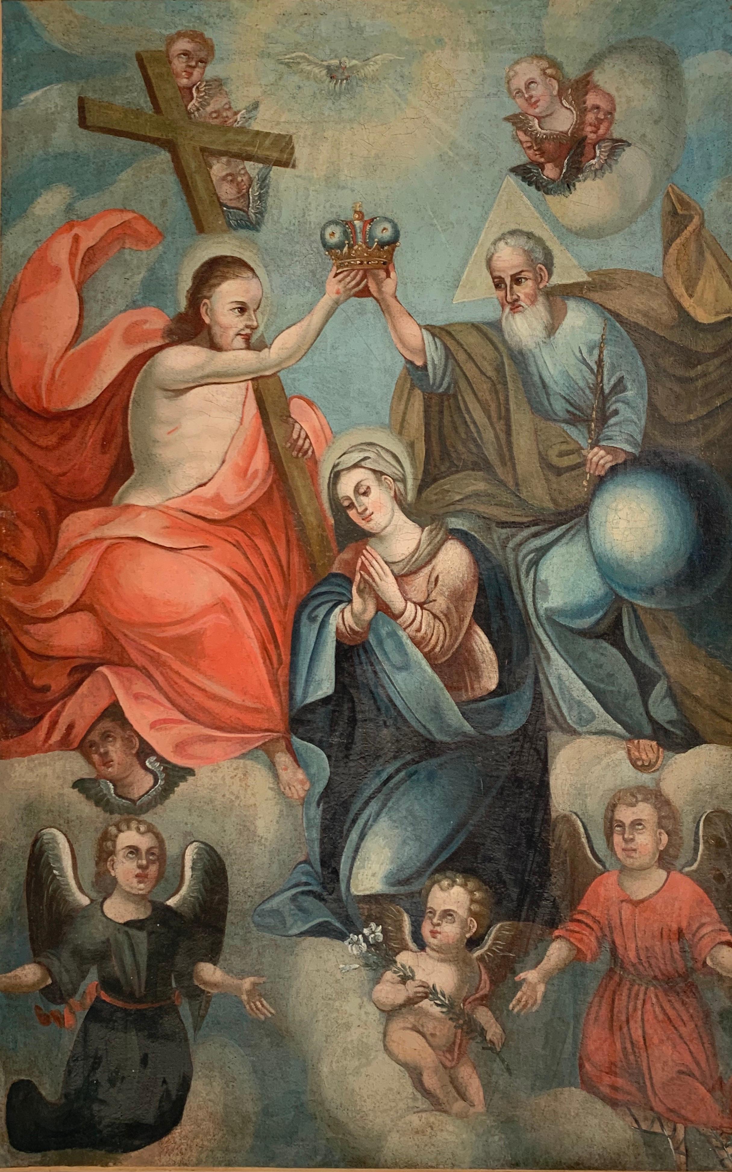 Spanish Old Master Figurative Painting - ENORMOUS 18th CENTURY SPANISH OLD MASTER OIL PAINTING - ASSUMPTION OF THE VIRGIN