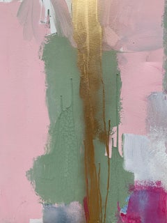 Huge British Contemporary Abstract Painting Soft Pastel Shade Muted Colours