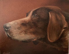 German Short Haired Pointer dog portrait, signed English original oil painting