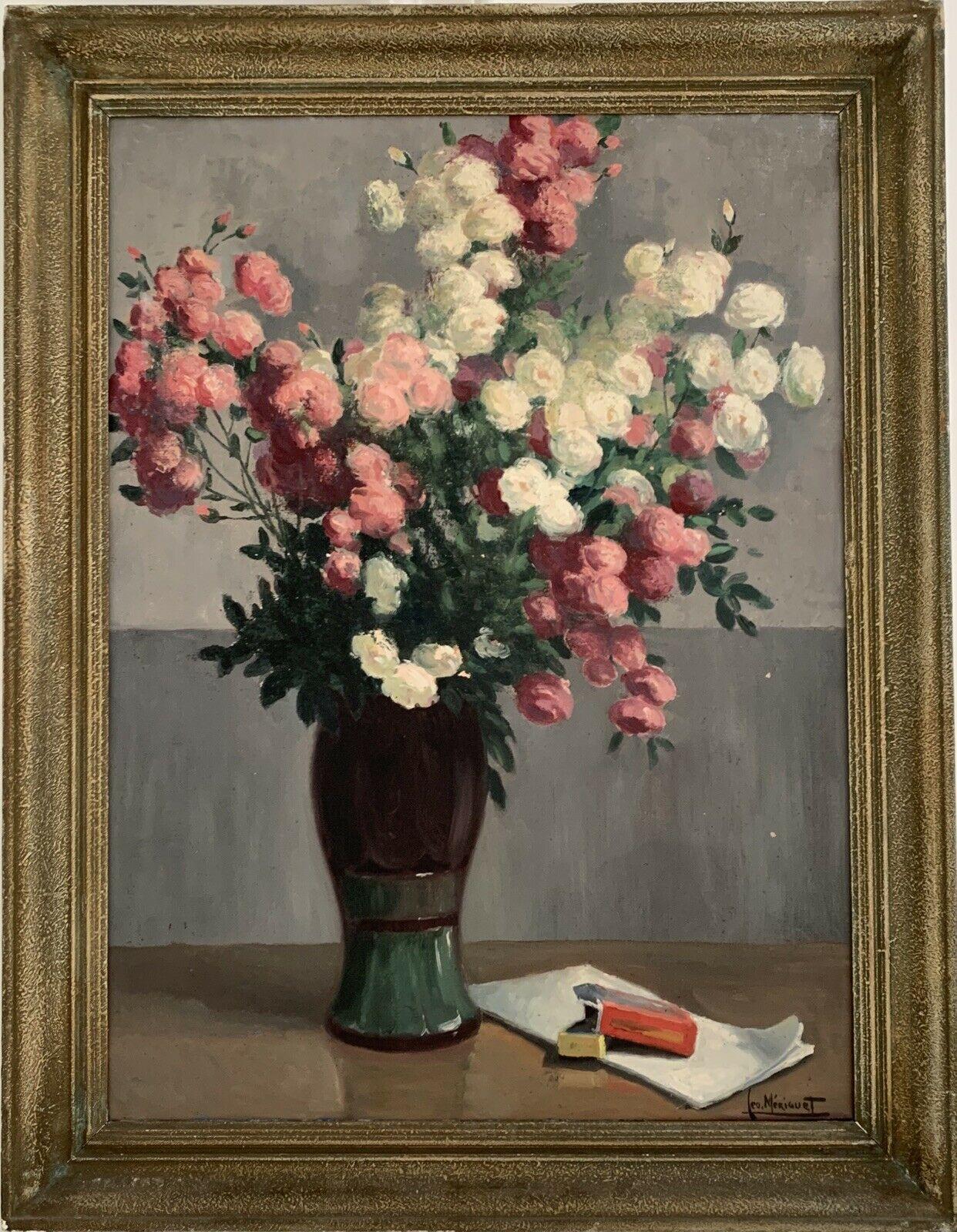 George Meriquet Still-Life Painting - SIGNED FRENCH 1950'S IMPRESSIONIST SIGNED OIL - ABUNDANT FULL BLOOM FLOWERS