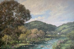 LARGE BRITISH SIGNED ORIGINAL OIL - SPRING TIME ON RIVER WYE