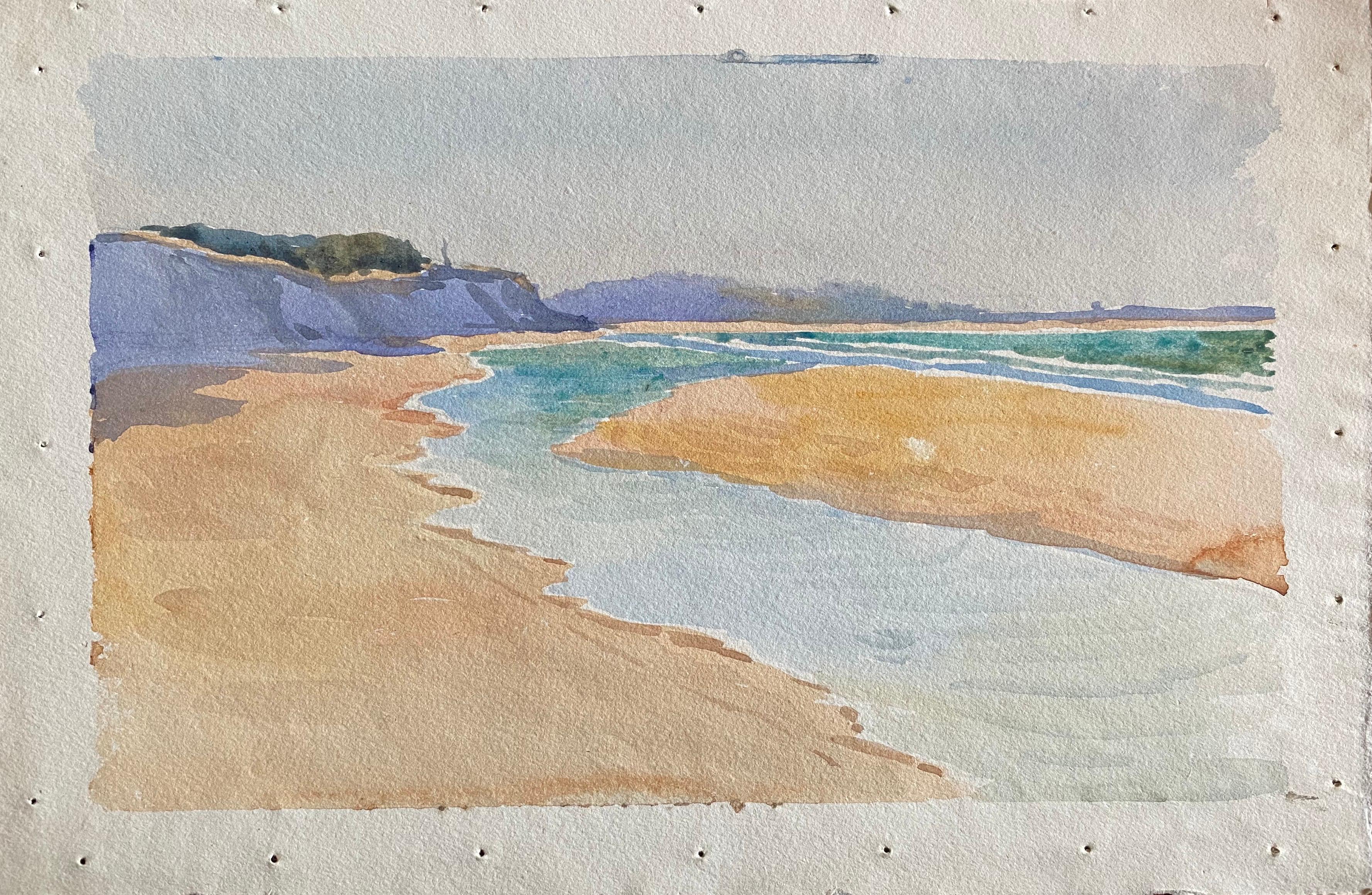 painting beach sand in watercolor