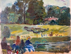 Picnic With A View, französisches impressionistisches Landschaftsgemälde, signiert, Öl