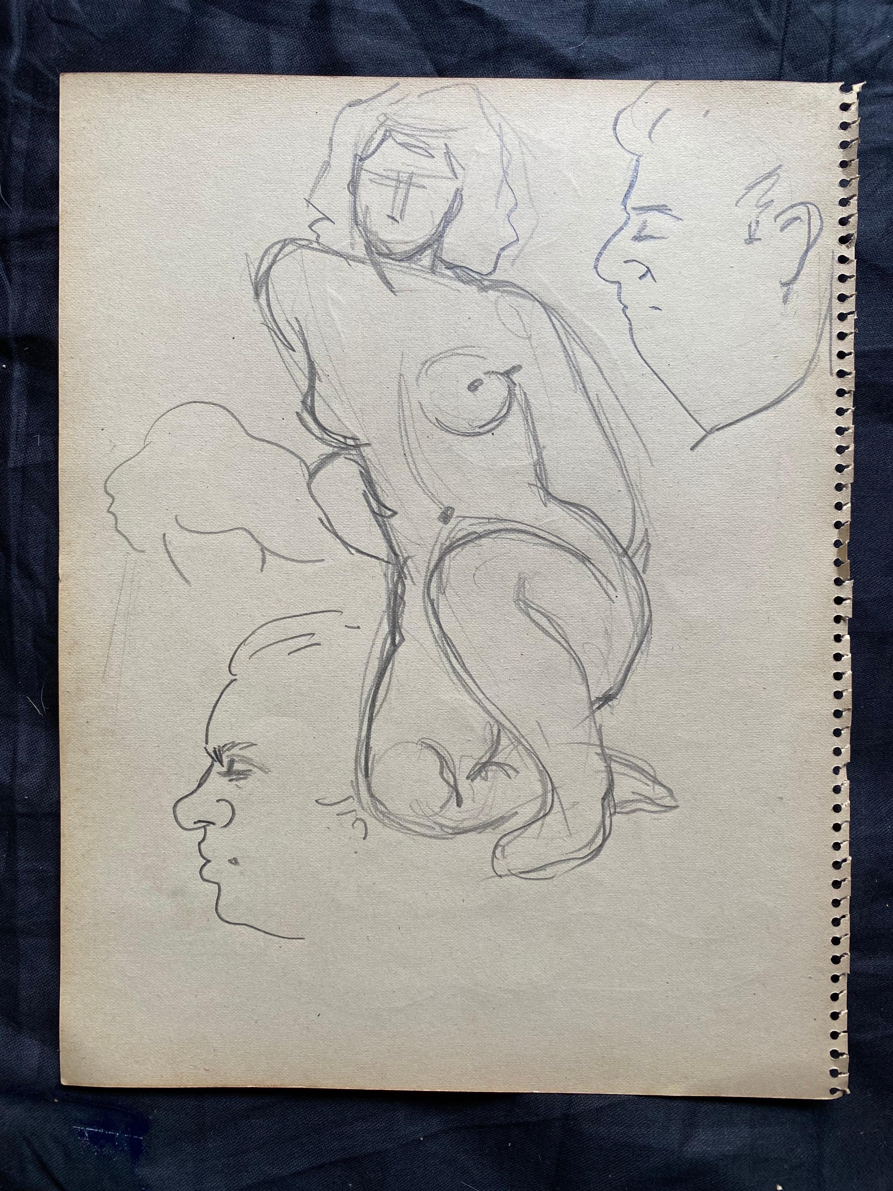 Portrait sketch
original drawing by Jean-Paul LE VERRIER (1922-1996)
studio stamped
pencil drawing on paper, unframed
Double sided
10.5 x 8.25 inches

provenance: private collection of the artists work, Paris

Wonderful original mid-20th century