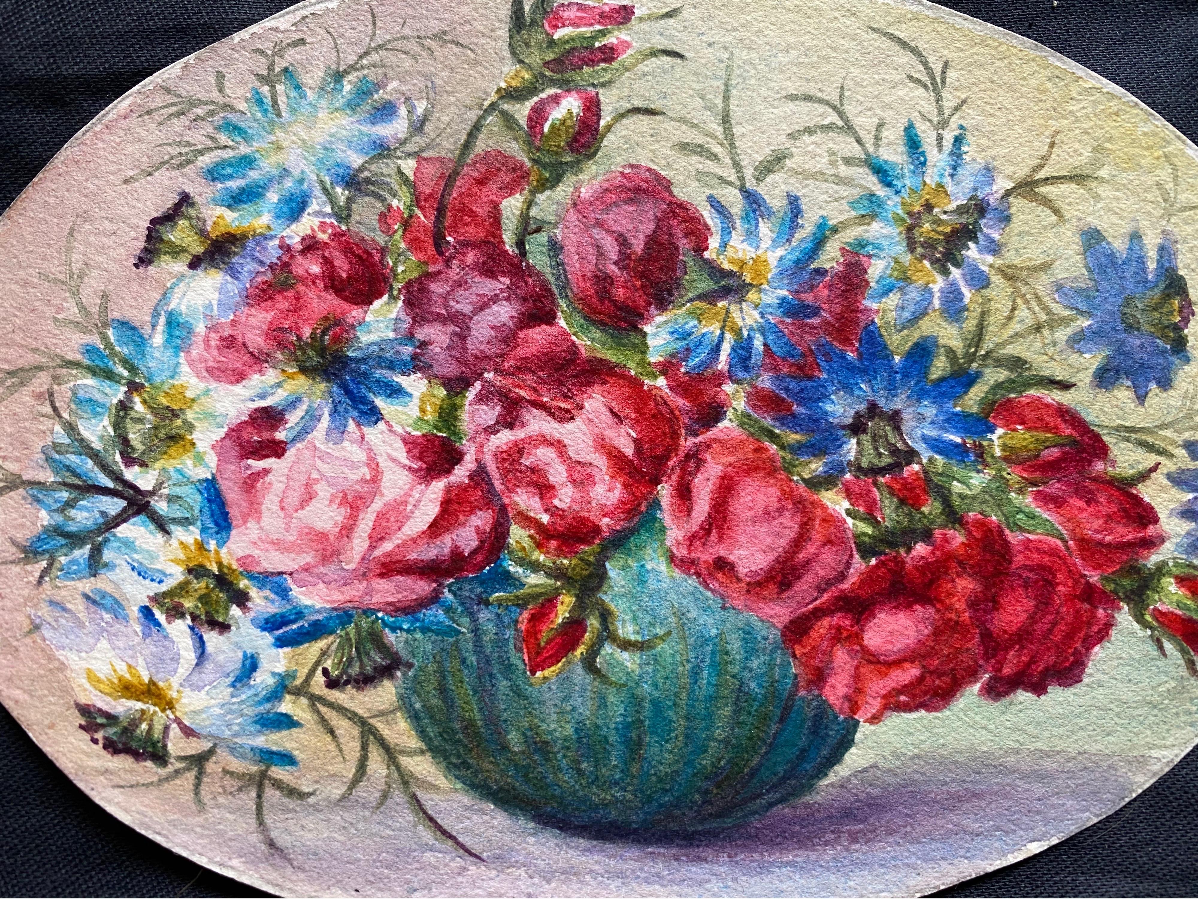 Französischer impressionistischer Blumen-Aquarell von Marie Carreau, signiert, Anfang 1900