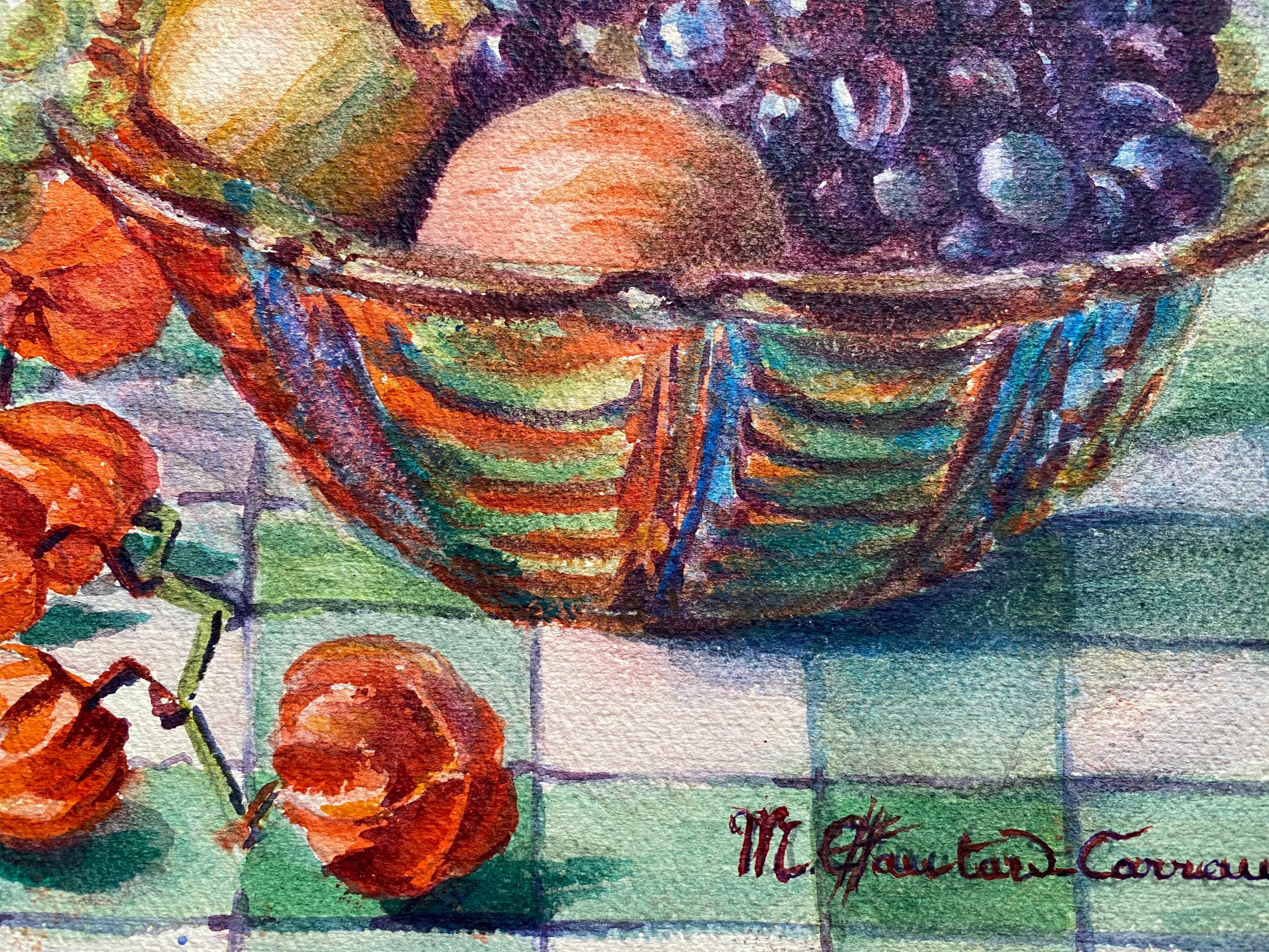 Acquerello impressionista francese dei primi del '900 firmato da Marie Carreau - Still-Life Grigio di Marie-Amelie Chautard-Carreau