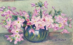 Aquarelle à fleurs signée de Marie Carreau, impressionniste française, début des années 1900