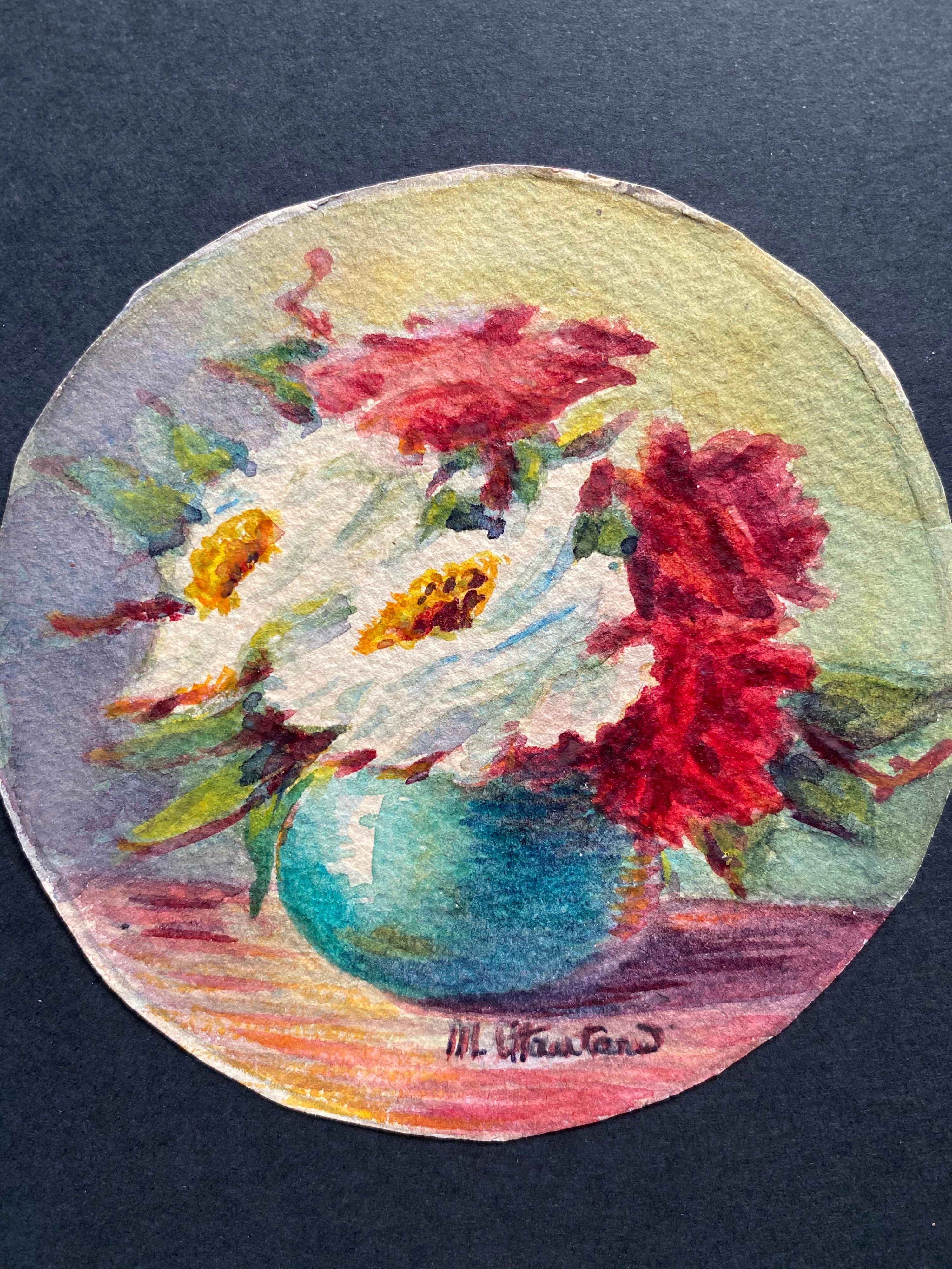 Französische impressionistische signierte Blumen-Aquarelle y Marie Carreau aus den frühen 1900er Jahren (Impressionismus), Art, von Marie-Amelie Chautard-Carreau