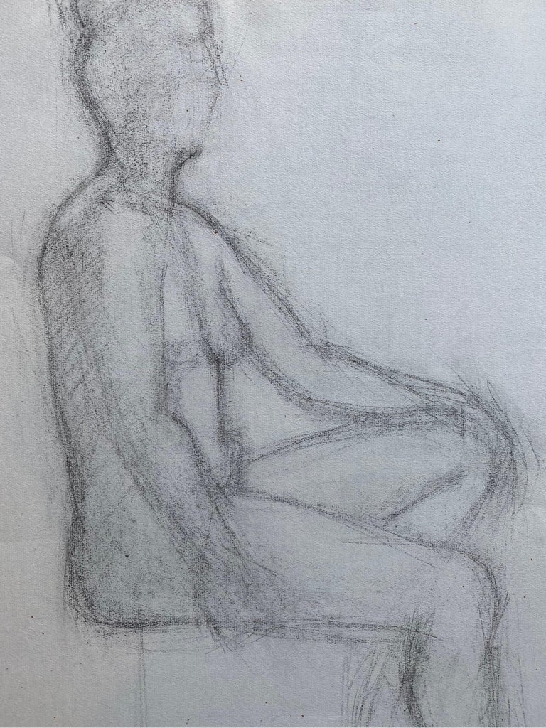 GENEVIEVE ZONDERVAN (1922-2013) Nude Painting - Mid 20th Century French Charcoal Drawing - Portrait of a Standing Nude Women