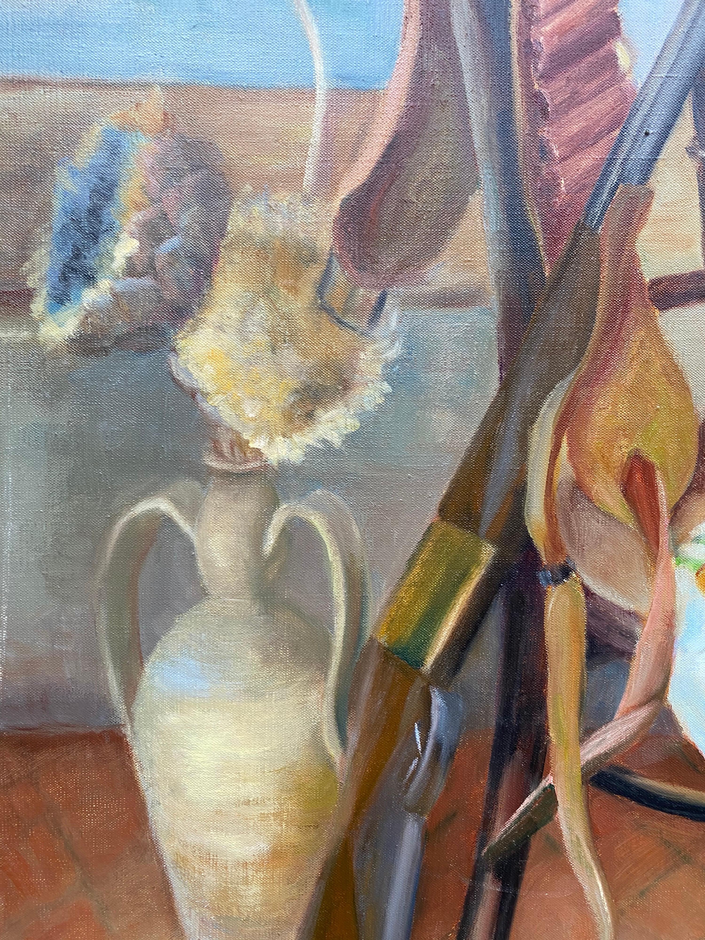 Artist: Yvette Bossiere (French, b.1926) signed lower corner and verso

Title: Huntsman's Still Life

Medium: oil painting on canvas, unframed

Size: painting: 36.5 x 29 inches

Provenance: the artists estate, France

Condition: overall good